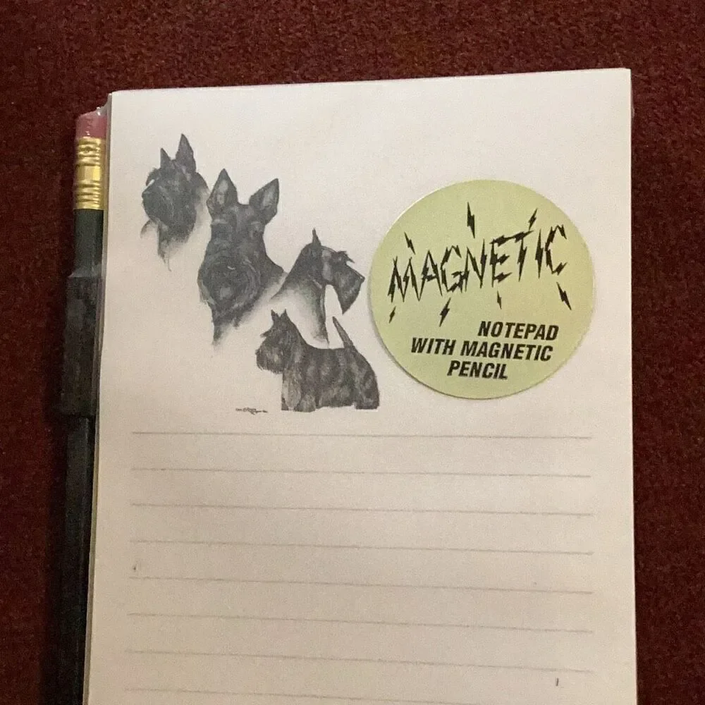 Vintage New Pet Notes Scottish Terrier Scottie Dog Pad W/ Pencil Magnetic